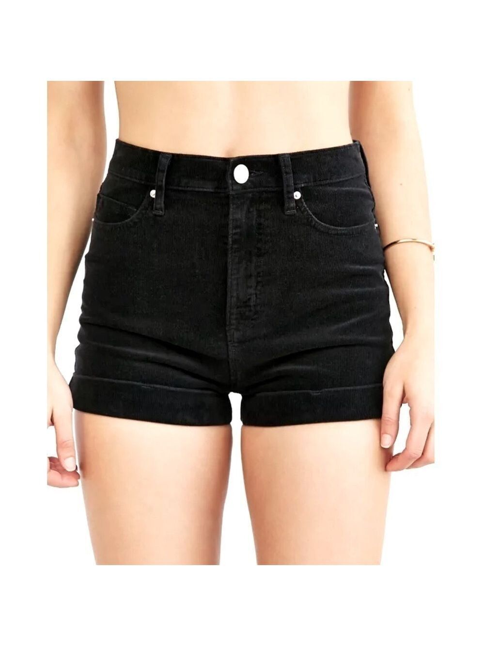 BDG Urban Outfitters Corduroy Cuffed Black MOM Shorts High Rise Size 30